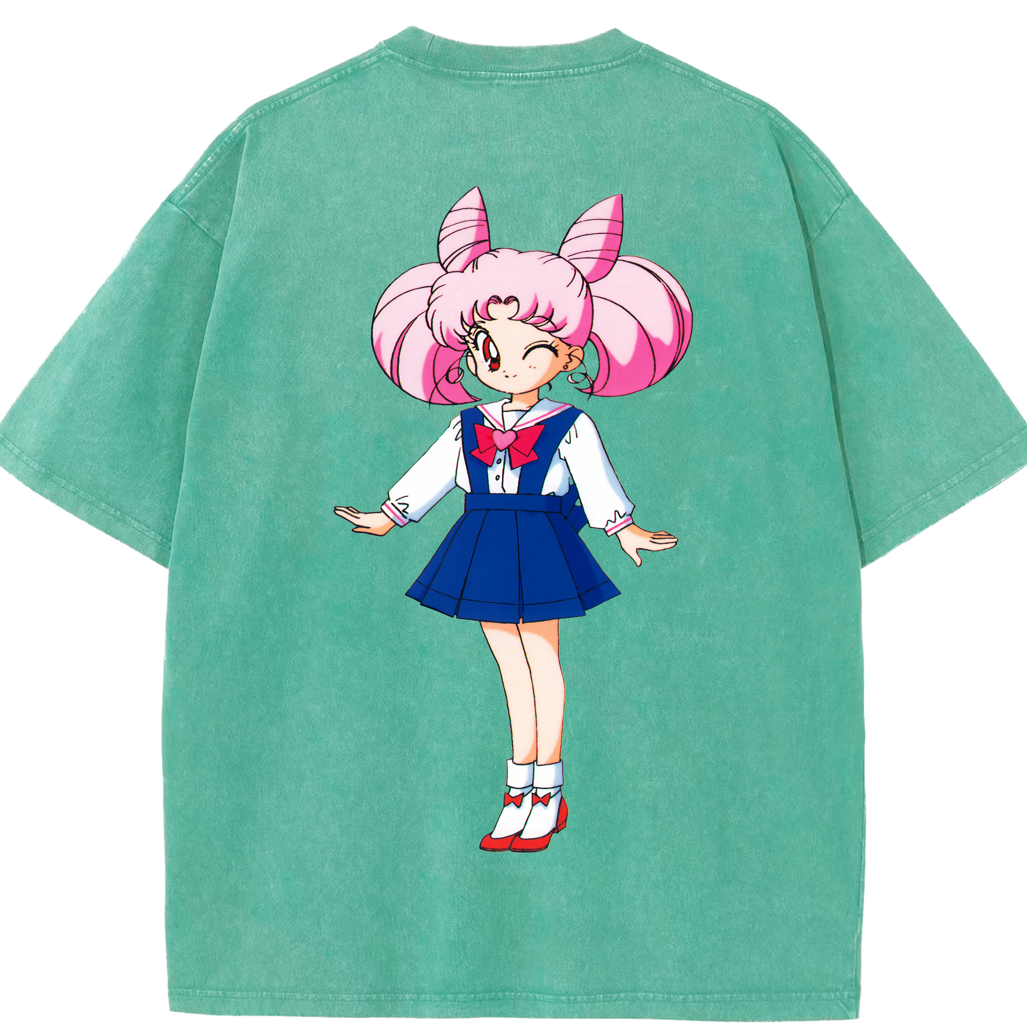 （画像用） 美少女戦士セーラームーン ちびうさ Sailor Moon Chibiusa Tsukino Usagi Small Lady Serenity 綿100% ヴィンテージ風 半袖Tシャツ（背面プリント）